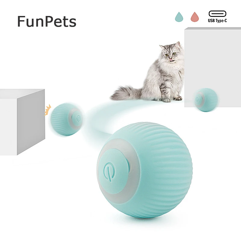 

FunPets Electric Cat Ball Toys Automatic Rolling Smart Cat Toys for Cats Training Self-moving Kitten Toys Indoor Interactive Toy