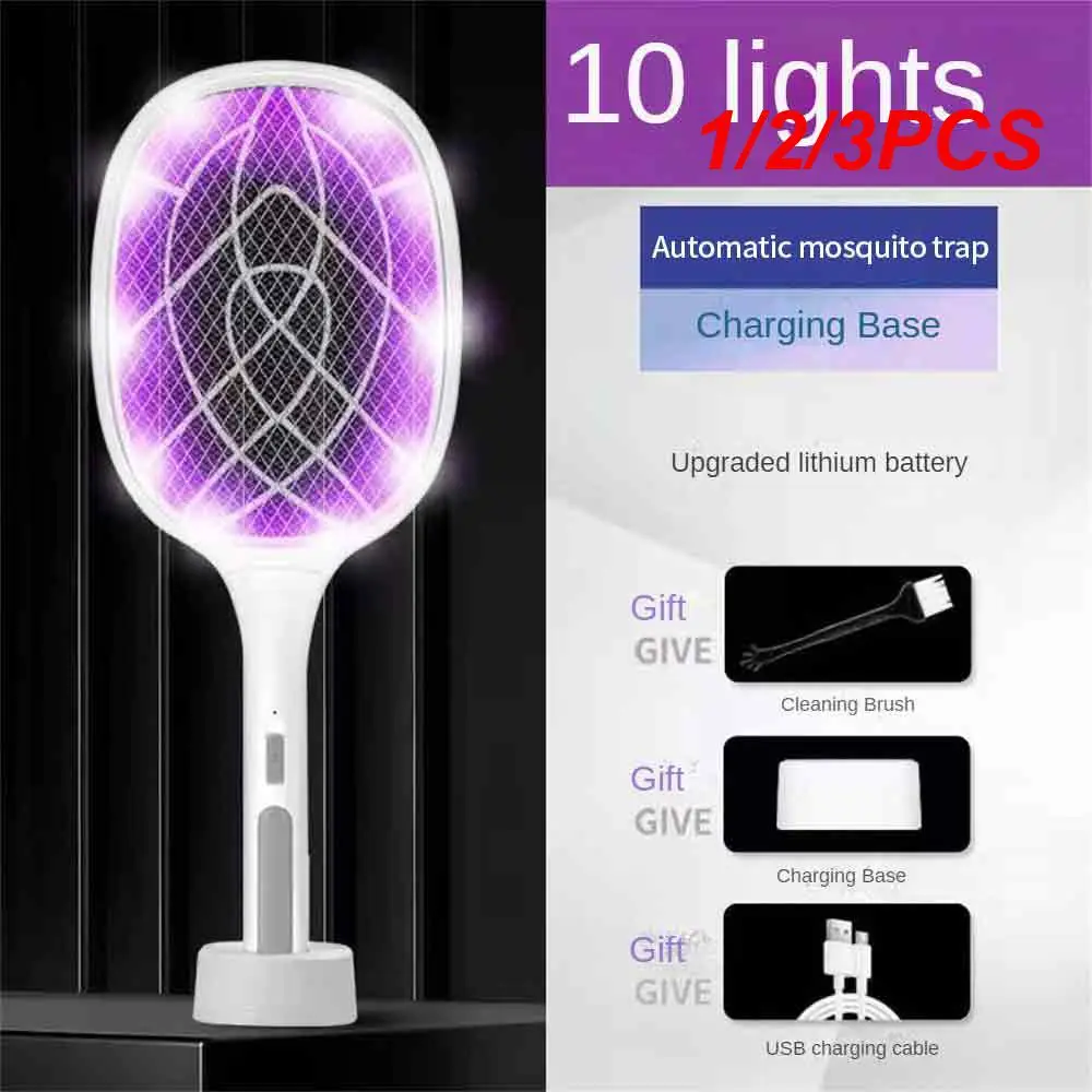 

1/2/3PCS Two-in-One 10 LED Trap Mosquito Killer Lamp 3000V Electric Bug Zapper USB Rechargeable Summer Fly Swatter Trap Flies