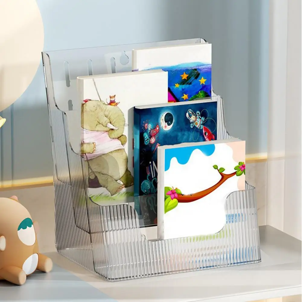 Space-saving Storage Container Transparent 4-layered Desktop File Storage Box for Scrapbook Paper Vinyl Sheets Cardstocks