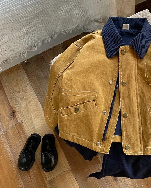 코트 아동용 외투 봄 가을 신상 남아용 외투 한국 스타일  가디건 아동용 라펠 재킷 2025