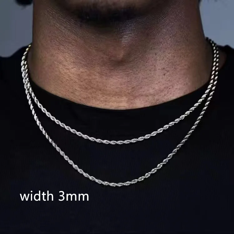 Rope Cuban Chain Necklace Men 2021 Fashion Temperament Stainless Steel Choker Link Chain Necklace For Men Jewelry Gift