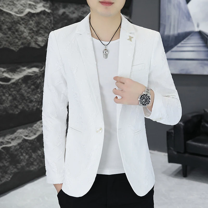 

New Men's Blazer Slim-fit Korean Version Casual Wedding British Style All Match Luxe Handsome Business Fashion Gentleman Suit