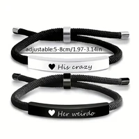 Bracelets de Couple en corde réglable, 2 pièces, en acier inoxydable, je t'aime toujours pour toujours, ensemble de Bracelets, cadeau de saint valentin 5 Bracelets de Couple en corde réglable, 2 pièces, en acier inoxydable, je t'aime toujours pour toujours, ensemble de Bracelets, cadeau de saint valentin 5