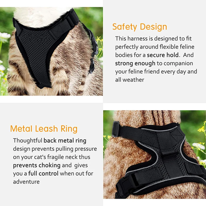 Title 5, Soft Mesh Small Cat Harness and Leash Set Adjus...
