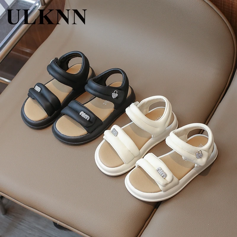 

Children's Rhinestone Sandals Child 2024 Summer New Girls' Fashion Soft Soled Beach Shoes For Girls