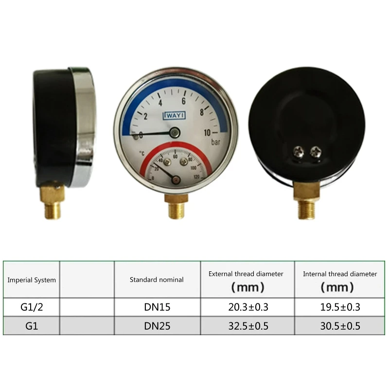 Kompakte Thermo-manometer Kessel Temperatur Manometer Mearsuring 0-10 Bar  0-120 ℃ Geeignet für Boden heizung System - AliExpress