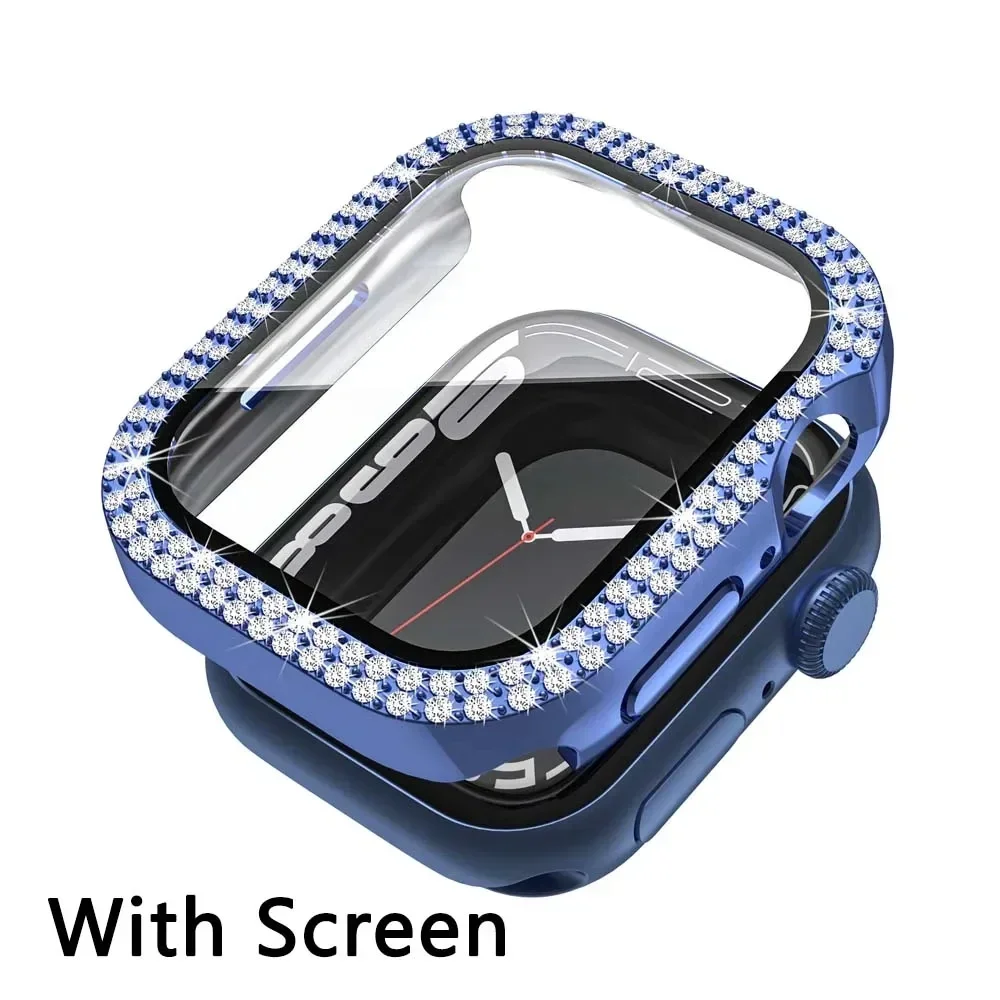 Sparkling Diamond Apple Watch Case with Tempered Glass & Bling Bumper Screen Protector