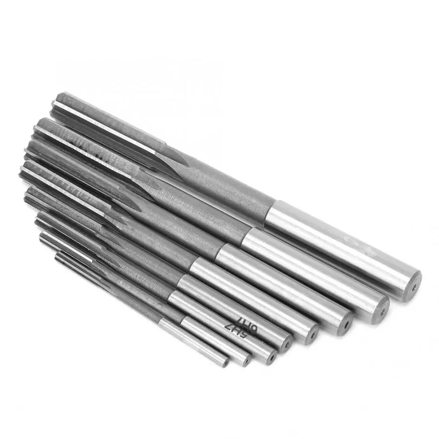 Steel Reamer Tools 8Pcs Chucking Reamer H7 Machine Reamer Set 3-10mm Straight Shank Chucking Metal Cutter Tool