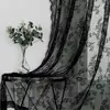 Black Lace Sheer Curtain Floral Lace Sheer Rod Pocket Curtain Panel Living Room Decoration Window Curtains Window Drape Shades 1