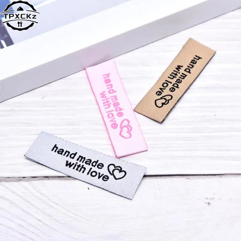 수제 DIY 모자 가방용 라벨 태그, 수공예 러브 라벨, 의류 재봉 태그, 의류 액세서리, 5x1.5cm, 4x2cm, 50 개