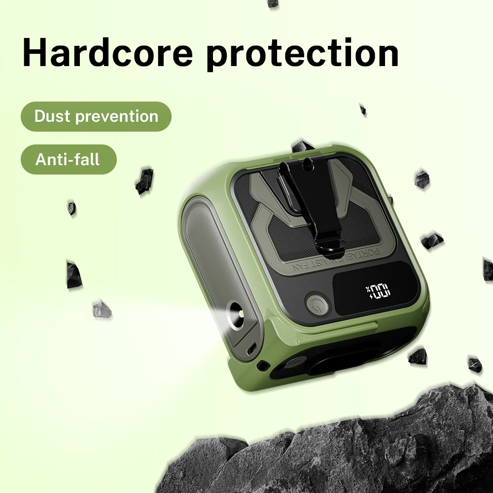 Deelife 10000mAh Hanging Neck Waist Fan 3 In 1 Portable Rechargeable Fan with Power Bank Flashlight For Outdoor Sports Travel