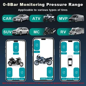 Wireless Bluetooth 5.0 TPMS – Car & Motorcycle Tire Pressure Monitoring System 5