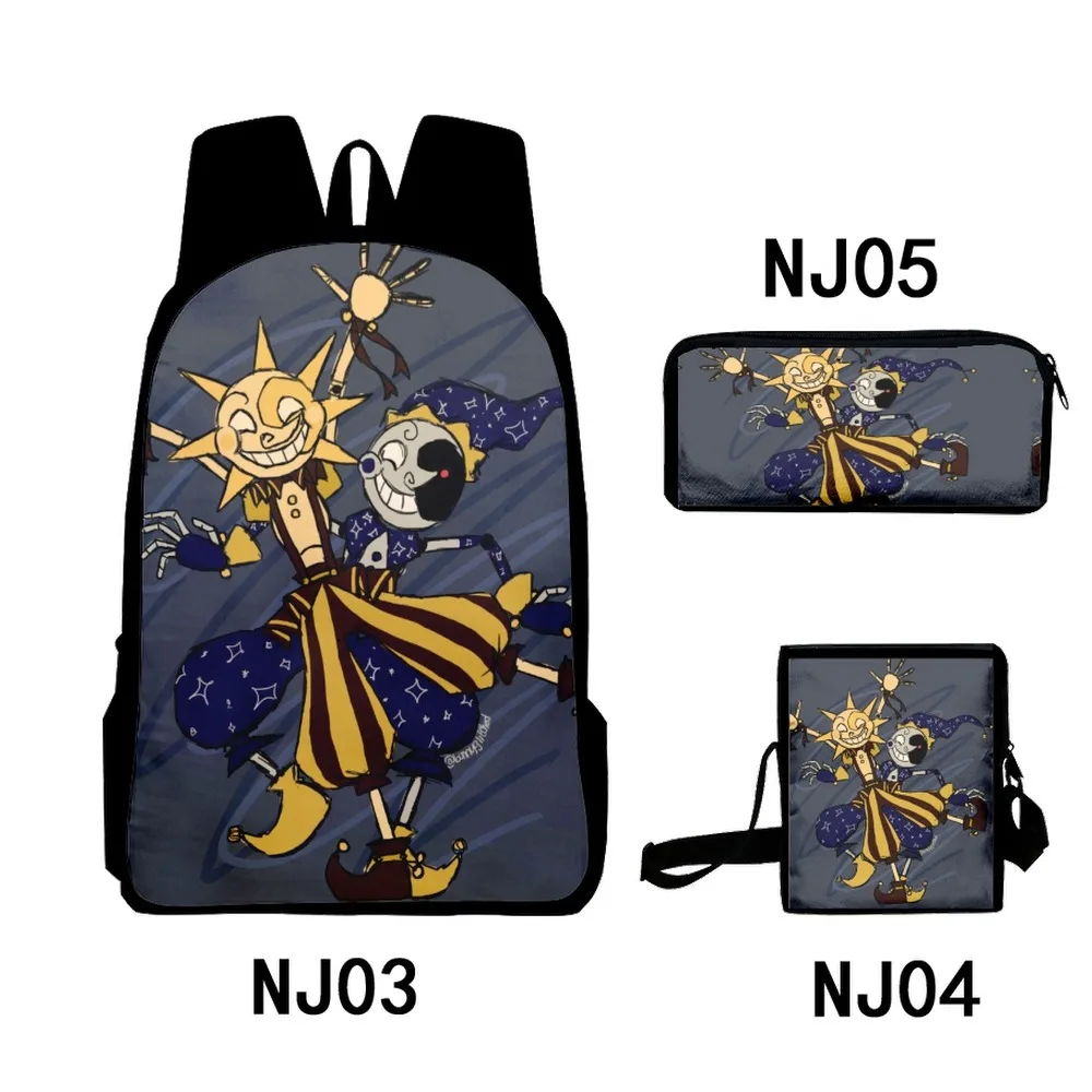 Popolare Sundrop Fnaf Moondrop 3D Print 3 Pz/Set Borse Da Scuola Per Studenti Zaino Per Laptop Zaino A Tracolla Inclinata Astuccio Per Matite