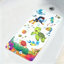 Premium Non - Slip Shower Mat with Suction Cups and Drain Holes - 38x70cm (Turtle and Diver)