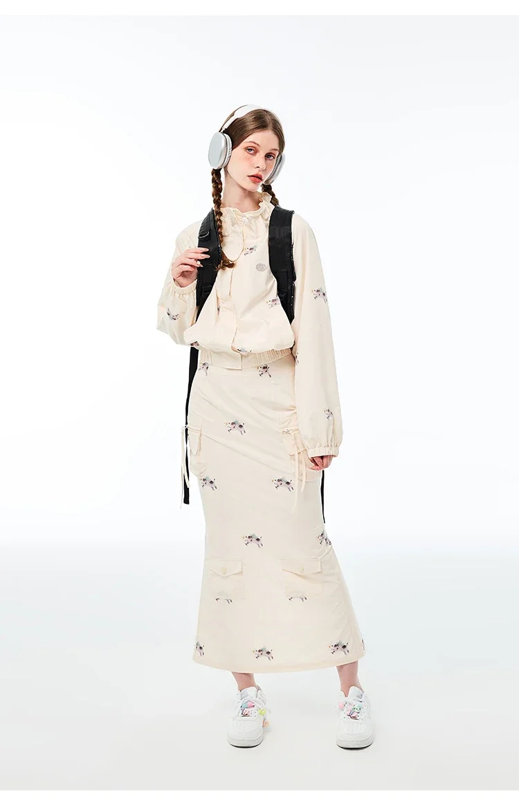 Design Petal Collar Sweater Coat for Women Early Autumn American Casual Temperament Fishtail Skirt Suit