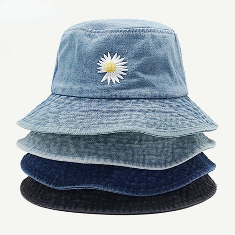 New INS Korean Daisy Embroidery Bucket Hat Women Men Panama  display picture 3