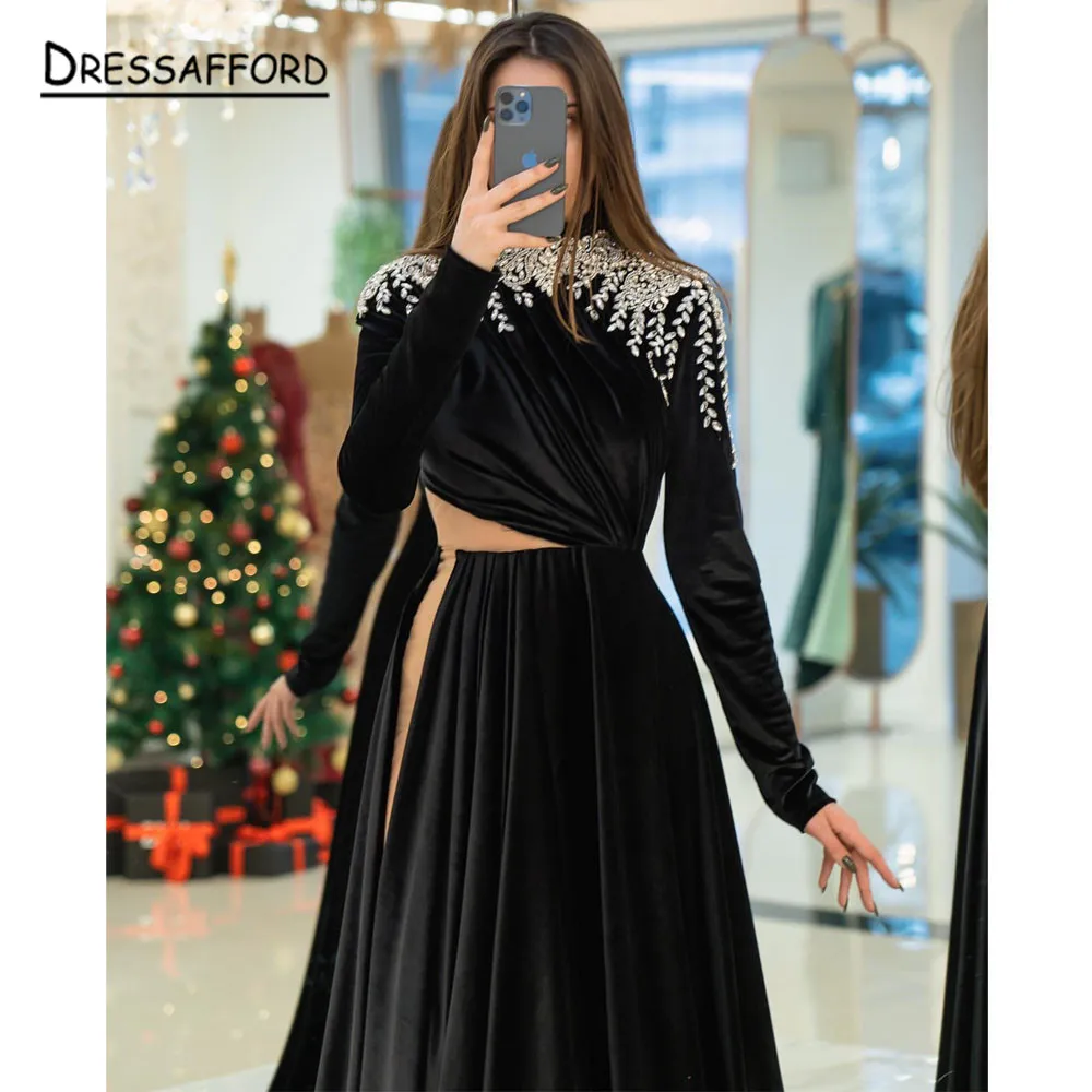 

Dubai Evening Dresses Long Luxury 2023 Mermaid Full Sleeves Beads with Train African Formal Party Prom Gowns