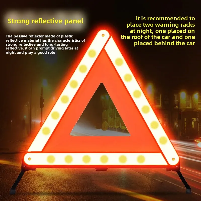 Manufacturer Direct PVC Car Triangle Warning Sign Reflective Stopping Warning Triangle Frame Automobile Safety Alert Device