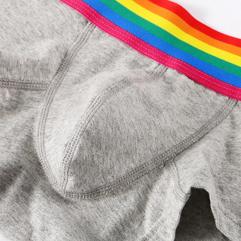 New Arrival 3pcs Sexy Men's Boxer Shorts Underpants Male Cotton Solid  Underwear Rainbow Strap Breathable Young Man Sexy Panties