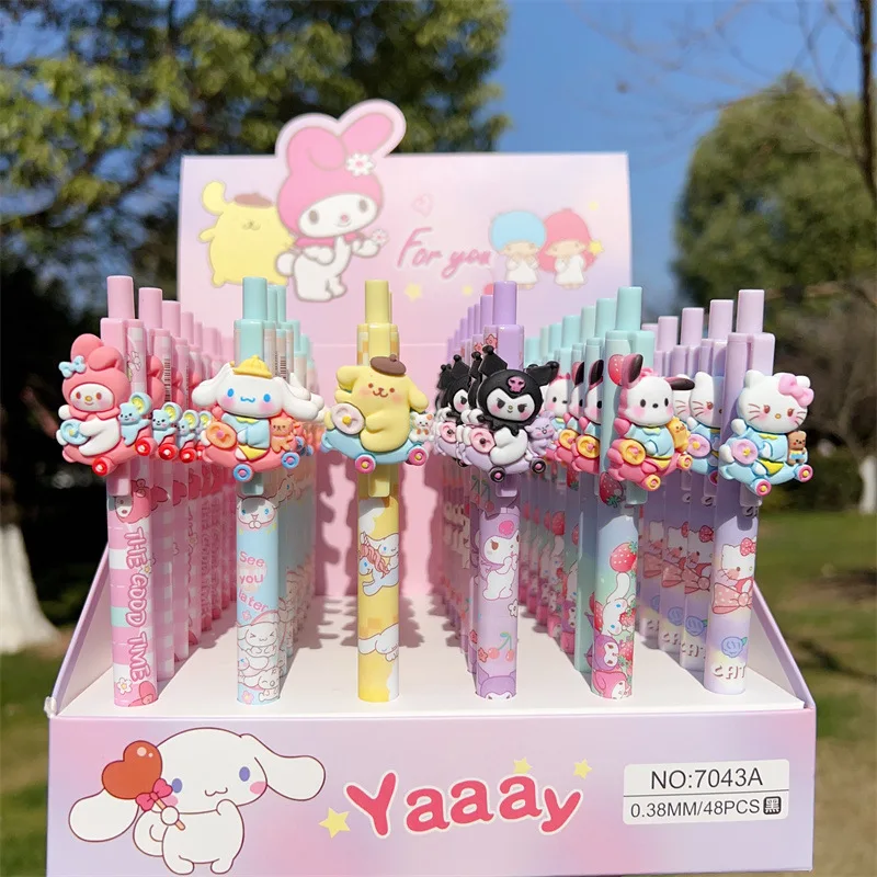 48Pcs Sanrio Gel Pen High Beauty Student 0.5 Signature Pen Girl Heart Car Pendant Black Pen Forniture Per Studenti All'Ingrosso