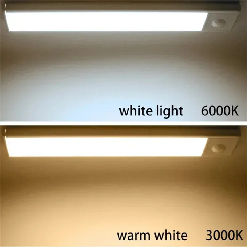 Sensore di movimento PIR LED sotto la lampada dell'armadio luce notturna ricaricabile dimmerabile scale armadio stanza corridoio tubo Bar rilevatore lampadina