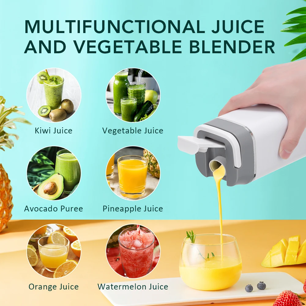 Portable Electric Rechargeable Hand Blender 12 Blades Crushed Ice 420ML Cup Fruit Juicer Machine Smoothie Maker_voghion.com