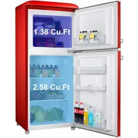 Galanz GLR40TRDER Retro Compact Refrigerator,4.0 Cu.Ft Mini Fridge with Dual Doors,Adjustable Mechanical Thermostat with Freezer 2