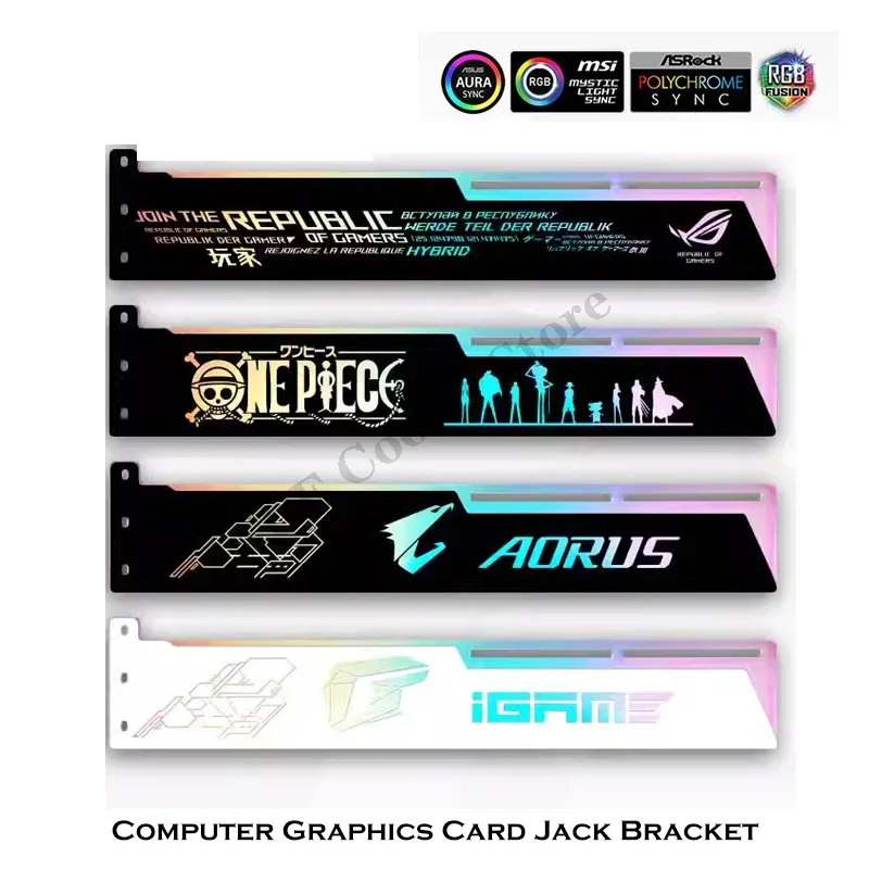 Placa Gráfica de Computador Jack Bracket Suporte Argb 5v Sync Phantom Gpu Holder de Montagem Horizontal Marcas fé Preto e Branco - Imagem 5