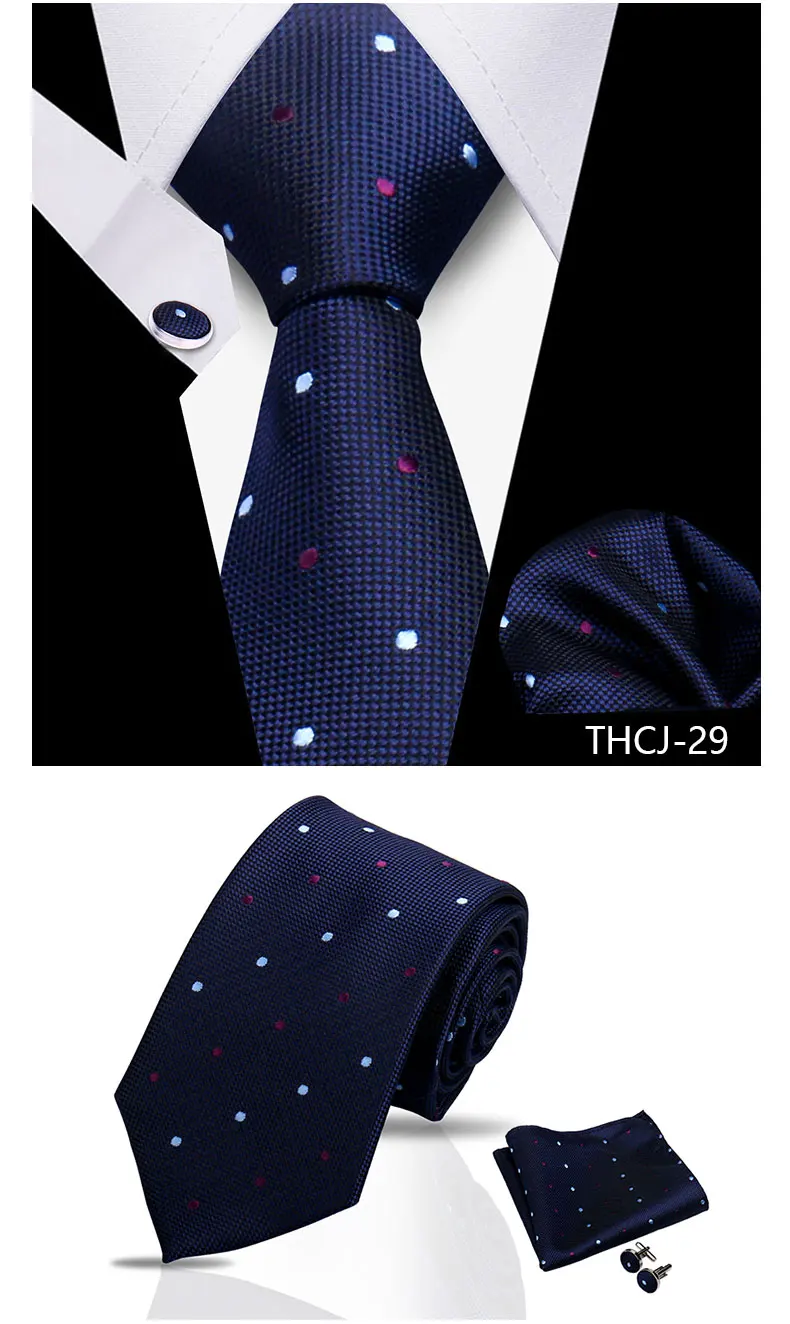 Krawatte Mann Luxus Business Krawatte Für Herren Manschettenknöpfe Einstecktuch Set 7,5 cm Krawatte Für Hochzeit Party Hemden Sets weiße Krawatten – Detail 12