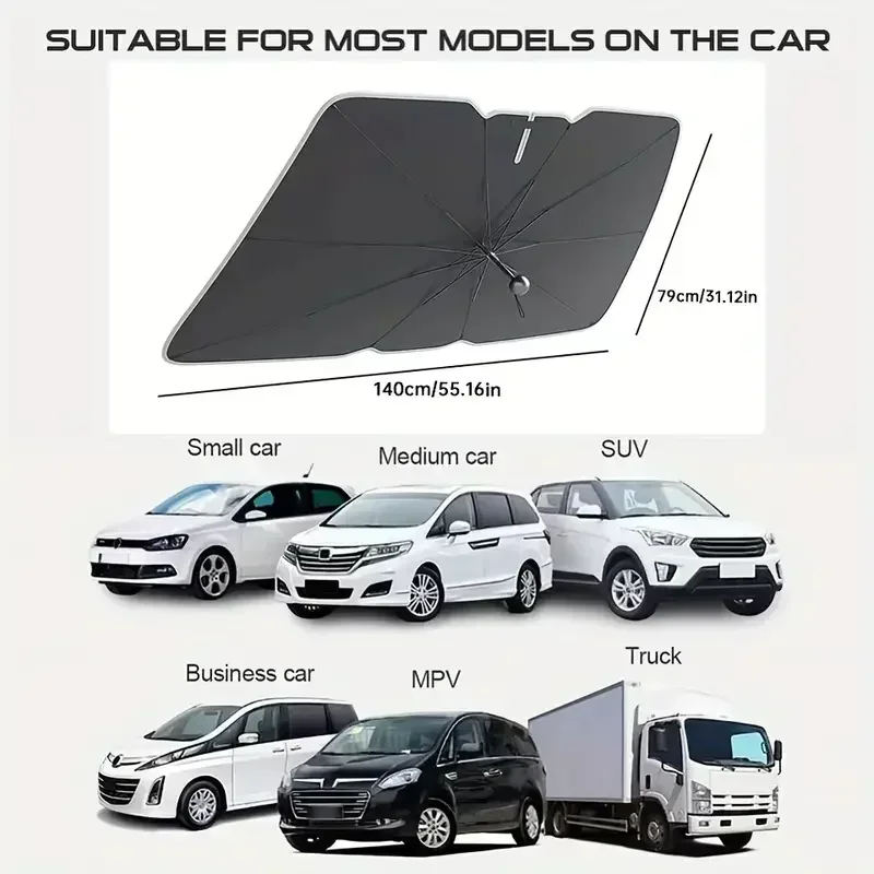Collapsible Car Sunshade for Front Window UV Protection