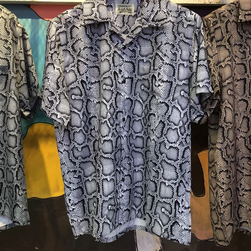 WACKO MARIA 2023 Summer New Snake Print Short Sleeve Shirt Fashion High Quality Men Women Tees