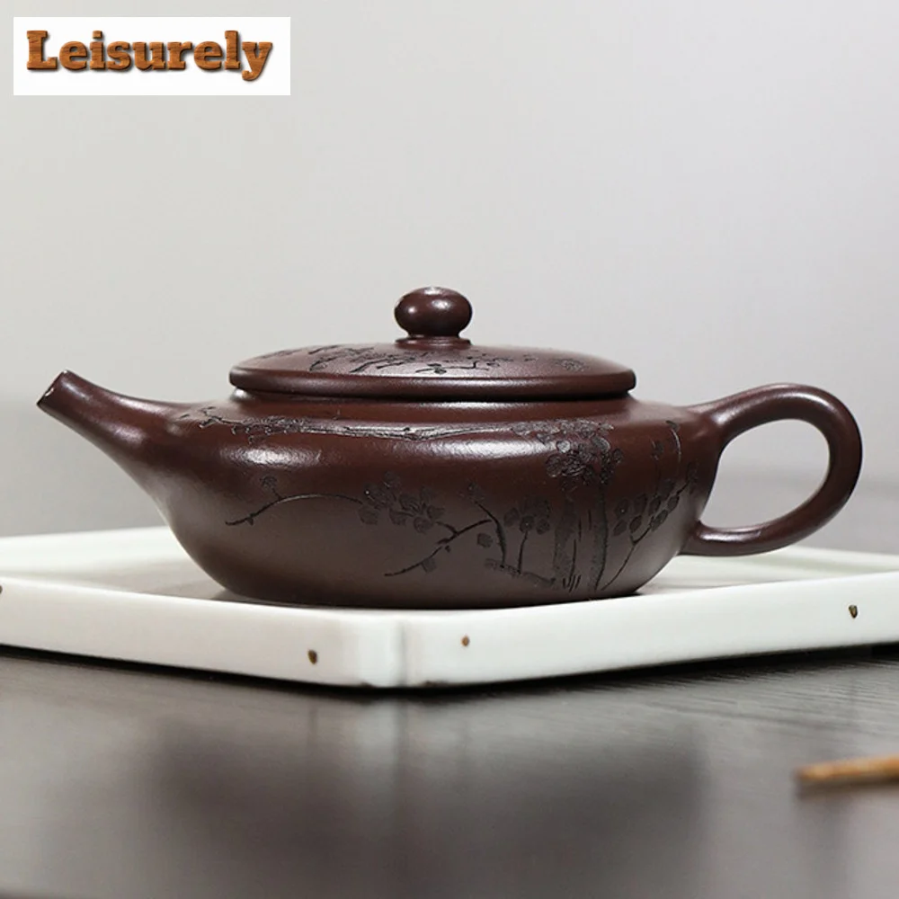 160ML Aesthetic Yixing Purple Clay Teapots Handmade Pot Raw Ore Purple Mud Kettle with Infuser Chinese Zisha Tea Set Ornaments