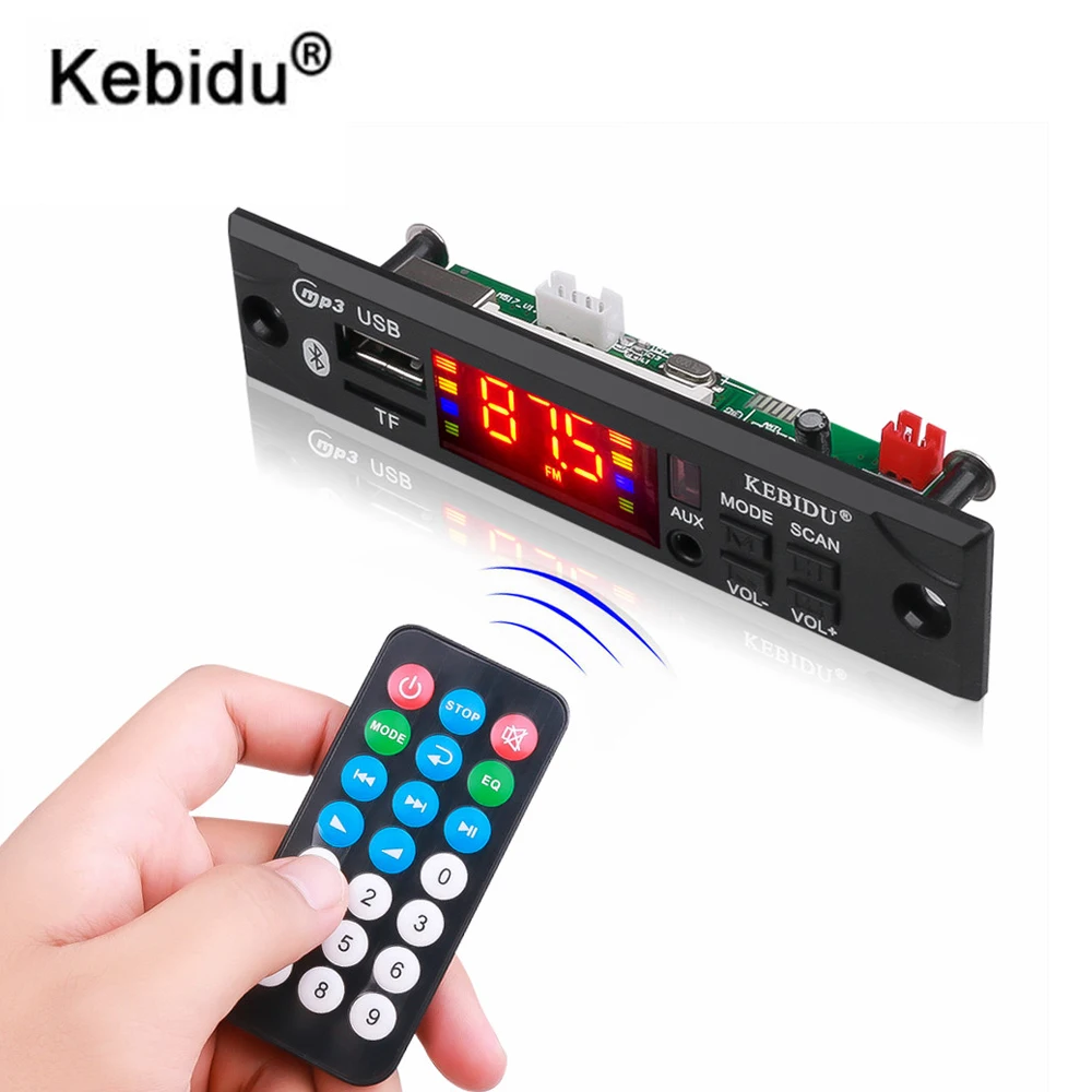 Kebidu Car Audio FM Radio Module Wireless Bluetooth 5V 12V MP3 WMA Decoder Board MP3 Player With Remote Control Support USB TF