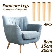 Pés de madeira maciça para móveis, 4 peças, altura 8/15/6/4 cm, cone inclinado, mesa do armário, cadeira, substituição, pés inclinados