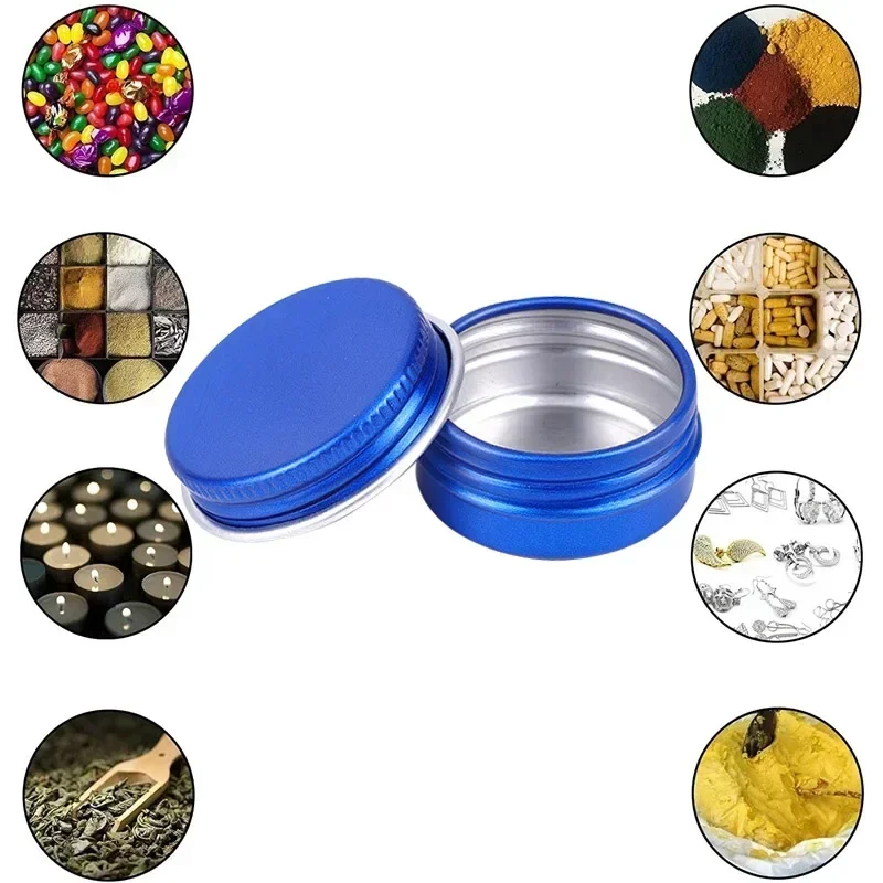 Aluminum Tins Cans 20Pcs Blue Candle Jar With Lids Aluminum Can for Cosmetic 10g 15g 20g 30g Metal Tin Box Lip Balm Container Cream Tea Cans Travel
