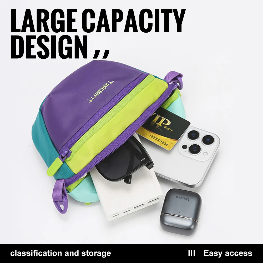 Fashion Crossbody Bag Adjustable Strap Pocket Zipper Bag Water-proof Large Capacity Outdoor Camping Hiking Travel Sling Bag