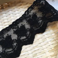 1Yard White Black Beige Flower Lace Fabric for Crafts Sewing Bridal Wedding Dress Applique Decoration 8CM Wide 3