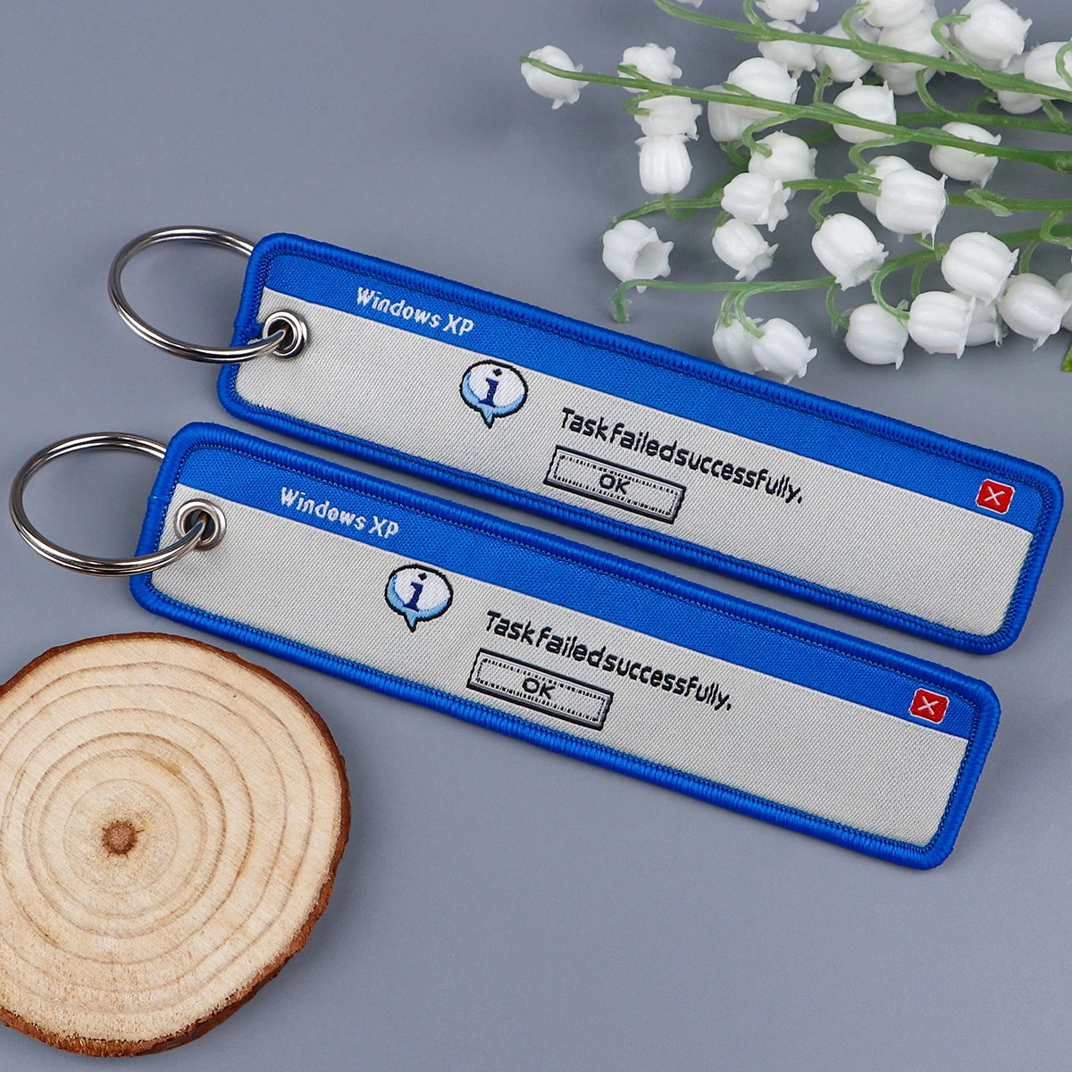 1pcs Computer Pop-up Window Embroidered Keys Tag Keychains Motorcycles Backpack Fashion Jewelry Key Ring Accessories