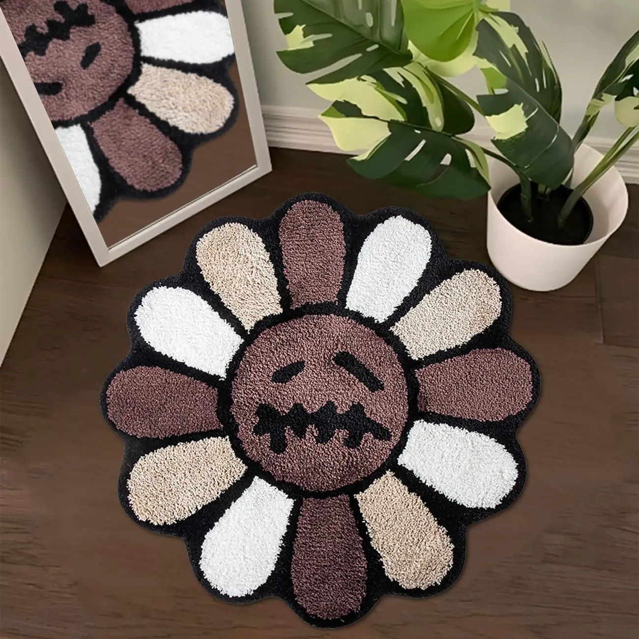 VIKAMA Gothic Sunflower Bodenmatte, saugfähig, rutschfest, für Badezimmer, Wohnzimmer, Schlafzimmer, Nachttisch, Heimdekoration – Detail 3