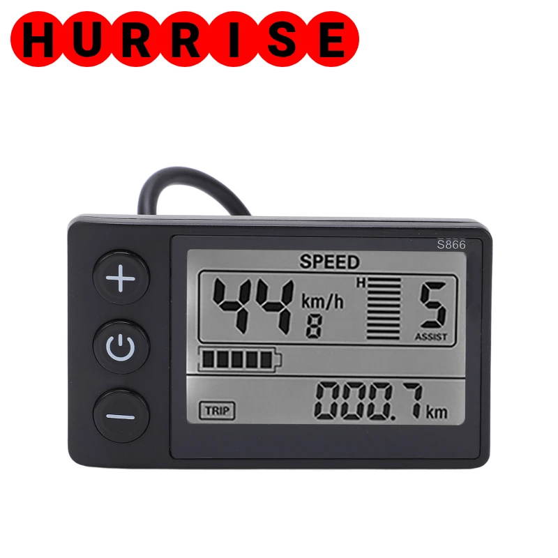 Lcd-schermmeter voor elektrische fietsen, 24V 36V 48V LCD-scherm voor elektrische fietsen met waterdichte connector, plastic weergavemeter voor