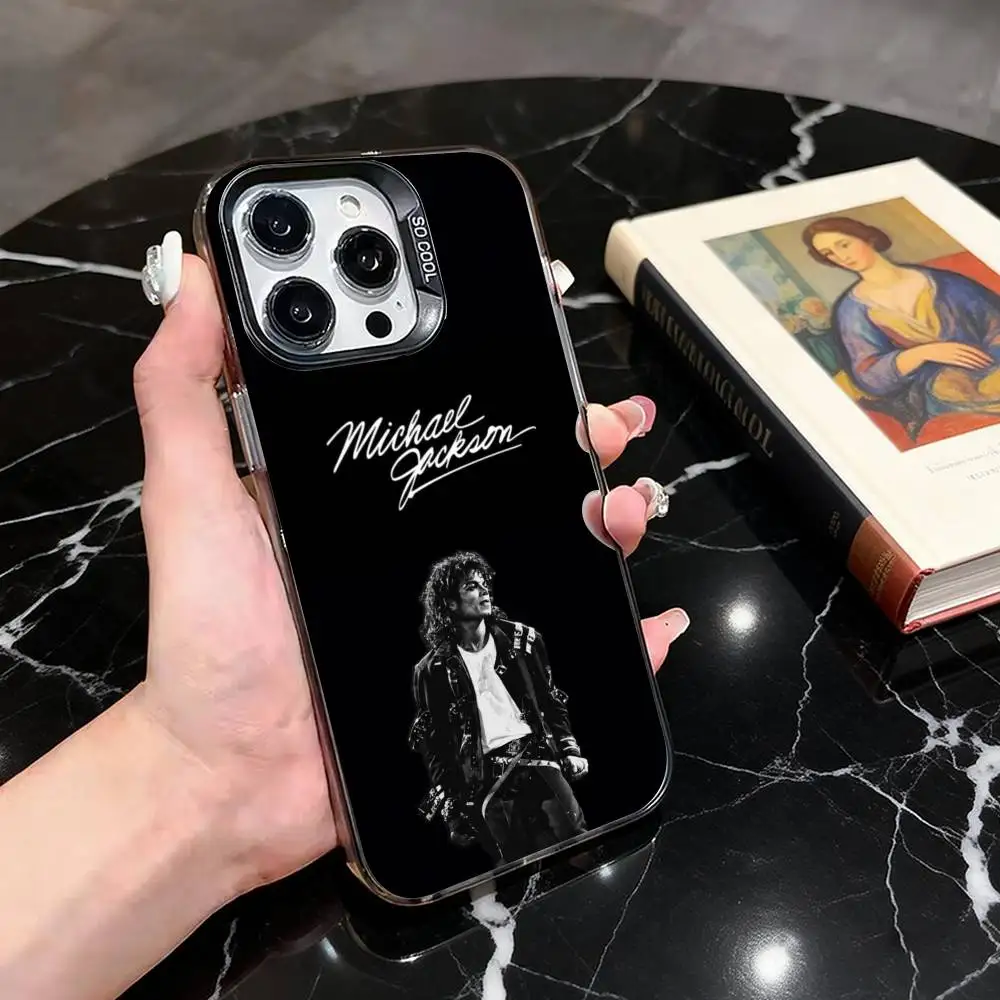 Silver Plated Michael Jackson Themed Phone Case with Colorful Design