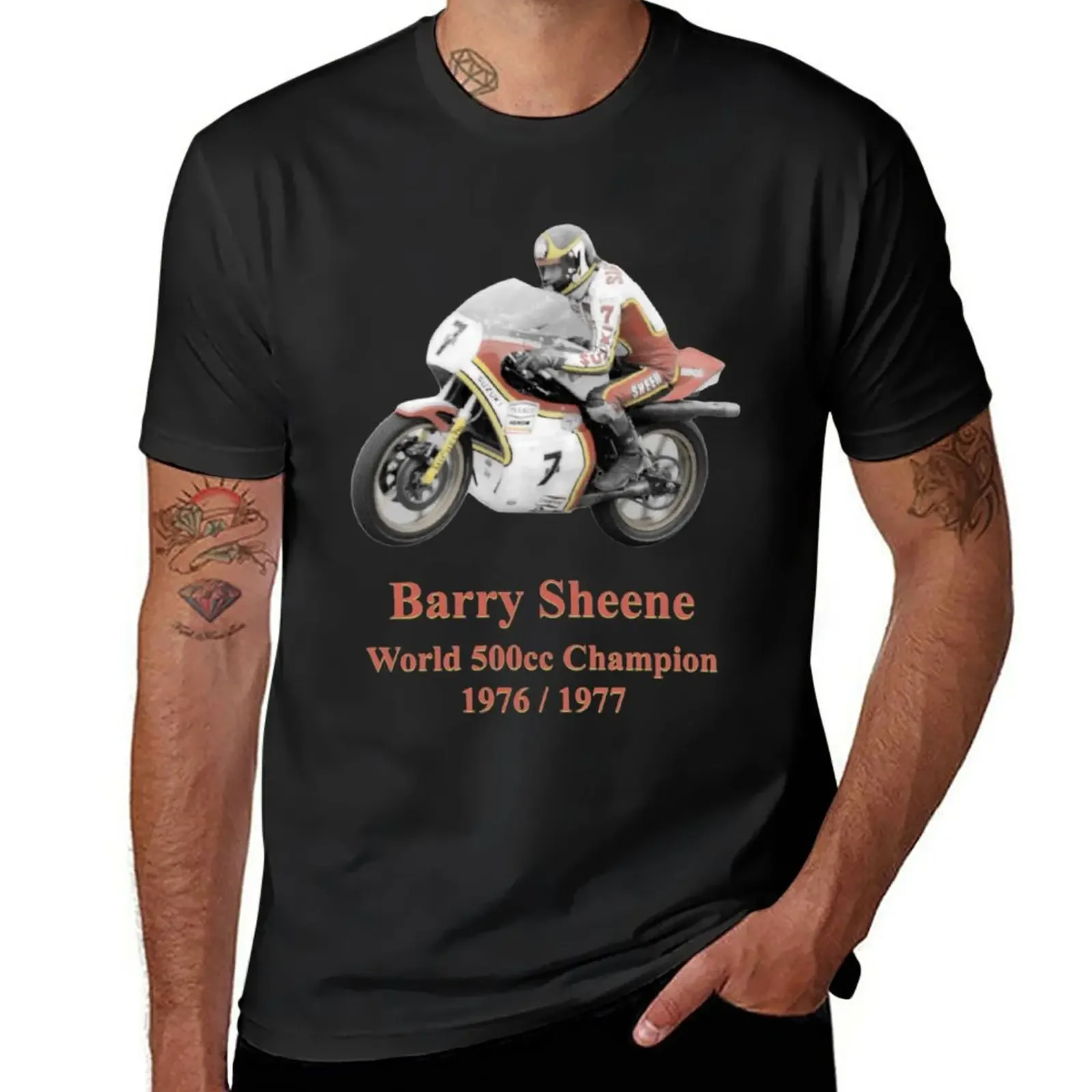 

Barry Sheene 2, the hand tinted version T-Shirt blanks tops cute tops men workout shirt