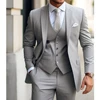 Men's Suits Grey Costume Homme Slim Fit Formal Wedding Outfits 3 Piece Jacket Pants With Vest Custom Made 1