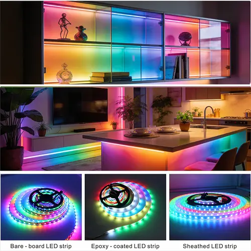 DC5V/12V WS2812B addressable LED strip, 5050 RGB LED strip, WS2812 smart LED light black/ white PCB, waterproof (IP30/IP65/IP67) - Image 5