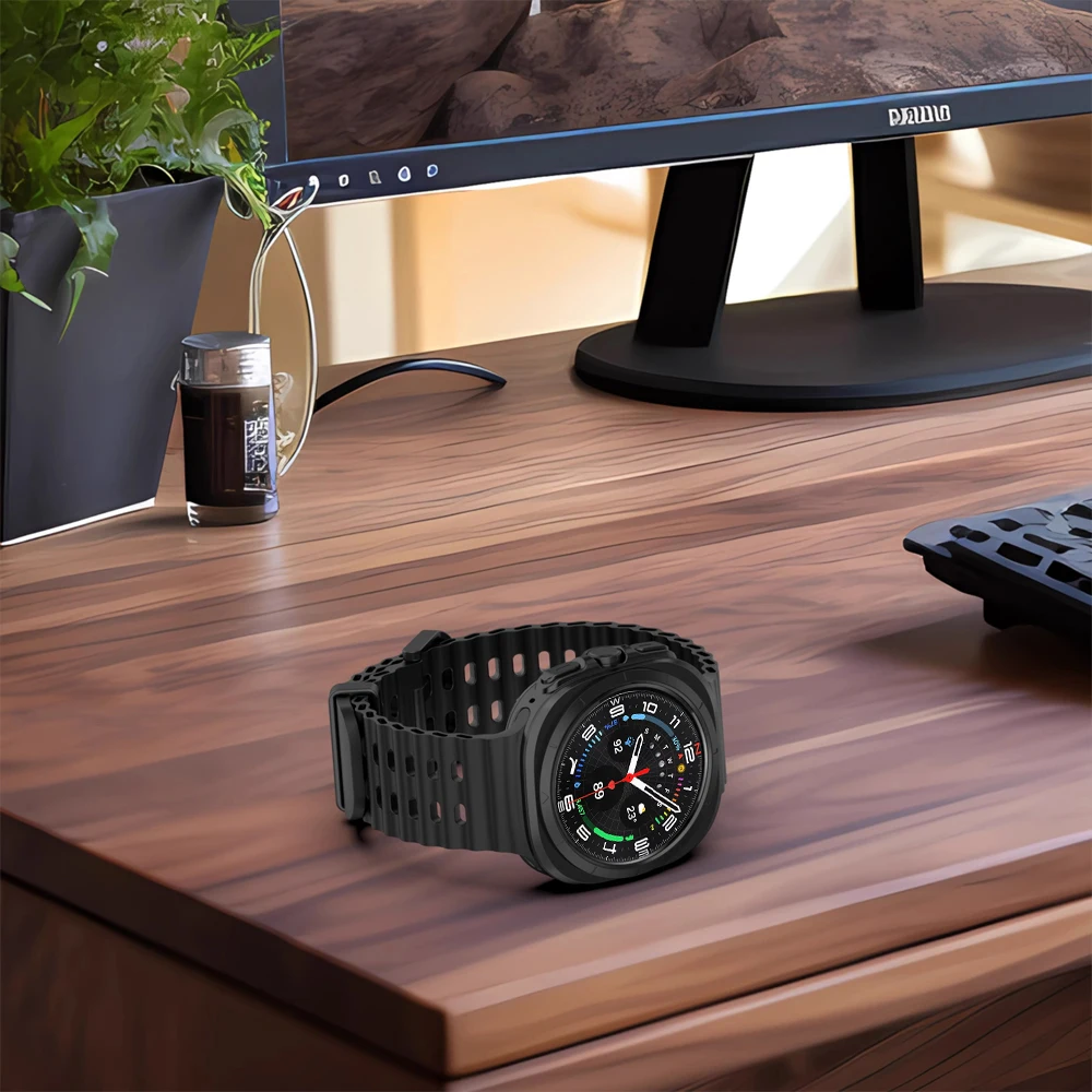 Armband für Samsung Galaxy Watch Ultra 47mm Zubehör Marine Silikon Sportarmband Correa Galaxy Watch 7 Ultra Band – Detail 5