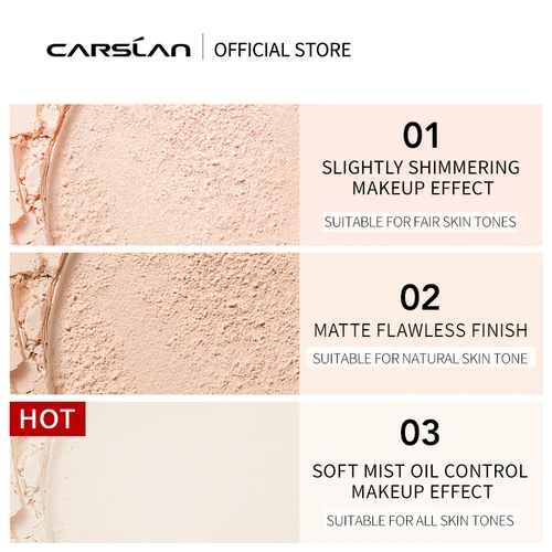 CARSLAN-달팽이 에어 쿠션, 조절 루스 세팅 파우더, 오래 지속되는 오일 컨트롤 메이크업, 반투명 피니싱 페이스 파우더 4