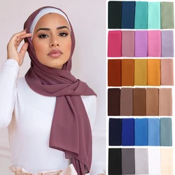 C.New S Muslim Chiffon Hijab Scarf Women Long Head Wrap For Women Hijabs Solid Color Ladies Muslim Scarves Veil Jersey Hijabs