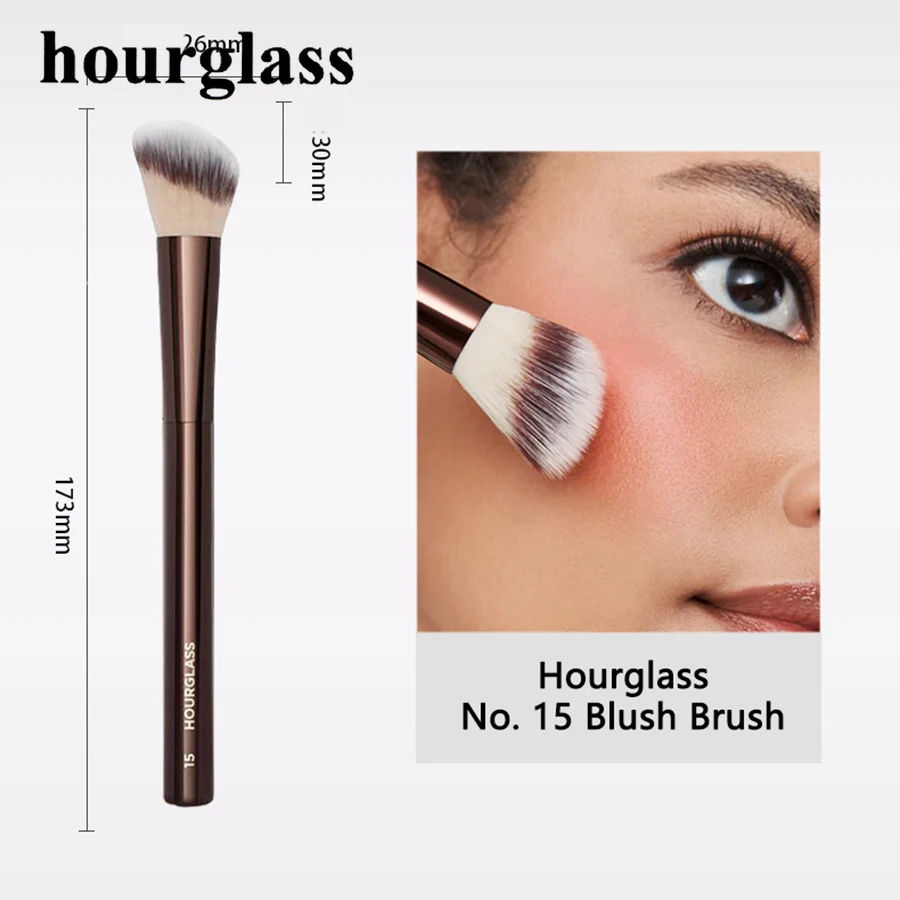 Makeup Brushes No. 15 Hourglass Blush Brush Angled Contour Blush Stippling Brush Cheeks Cream Liquid Blushes
