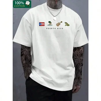 Puerto Rico Cotton T-Shirt - With Cultural Symbols Short Sleeve 1