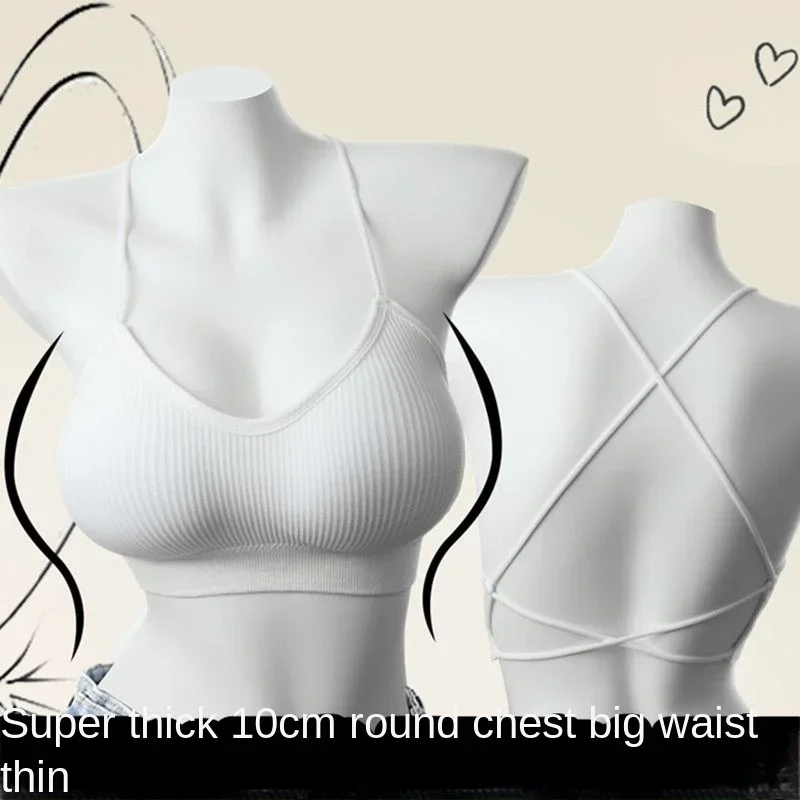 2025 New 10cm Extreme Push Up Bra for Flat Chest Wireless Ultra Thick Padded Bralette Seamless Closed Cup Small Breast Lingerie 4